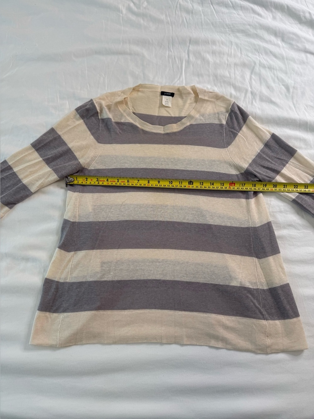 J.Crew Silk Linen Stripe Sweater M Quiet Luxury Coastal Classic - Picture 8 of 10